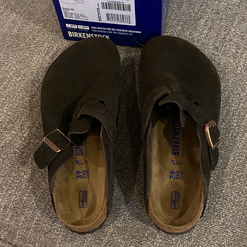 Birkenstock Boston BS Mocha Suede Slip-Ons
